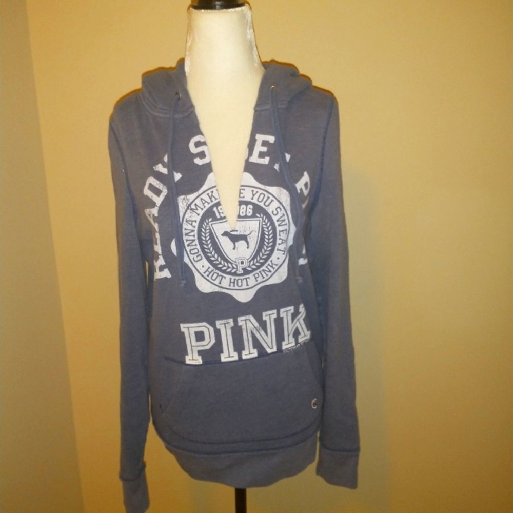 PINK Victoria's Secret -- Gonna Make You Sweat Hot Hot Pink Raw Hem Hoodie🔥y2k